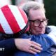 Jockey Ben Jones hugs owner Harry Redknapp after The Jukebox Man wins the 2025 King George VI Chase at Kempton Park