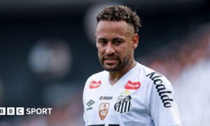 Neymar in action for Santos