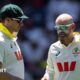 Pat Cummins and Nathan Lyon during the third Test