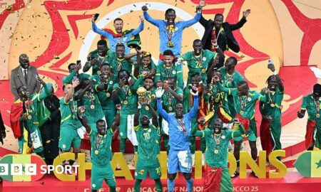 Senegal lift the Afcon trophy after beating Morocco