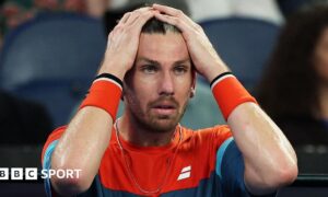 Cameron Norrie reacts during his match against Alexander Zverev