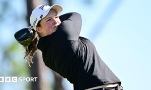 Lottie Woad strikes the ball during the Tournament of Champions