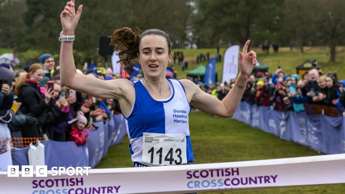Laura Muir reaches the finish line in Falkirk