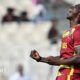 West Indies' Shamar Joseph celebrates