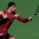 Jack Draper plays a shot during his win over Francisco Cerundolo at Indian Wells in 2026