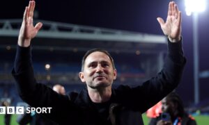 Coventry City boss Frank Lampard after his team secured promotion to the Premier League at Ewood Park