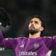 David Raya celebrates after Arsenal's 1-0 win at Sporting in the Champions League