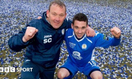 Sandy and Nicky Clark celebrate winning the 2013 Challenge Cup for Queen of the South