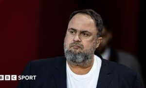 Evangelos Marinakis at Nottingham Forest's Premier League match against Arsenal at the City Ground in January