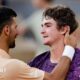 Novak Djokovic and Joao Fonseca share a warm embrace after their French Open match