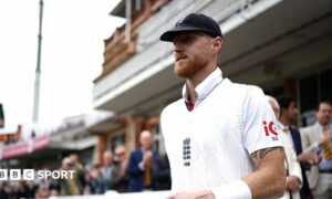 Captain Ben Stokes leads out the England team at Lord's