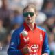 England spinner Charlie Dean tosses up the ball
