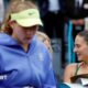 Ukraine's Marta Kostyuk (right) and Russia's Mirra Andreeva in the Madrid Open trophy ceremony