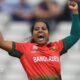 Bangladesh bowler Ritu Moni celebrates a wicket v Netherlands