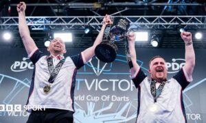 Luke Humphries and Luke Littler lift the World Cup of Darts trophy
