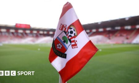 A Southampton flag at St Mary's Stadium