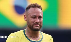 An emotional Neymar after Brazil's defeat by Norway