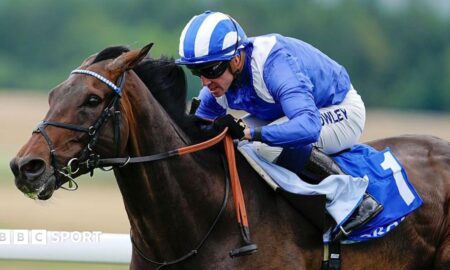 Jim Crowley riding Al Aasy at Goodwood in August 2025
