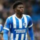 Brighton midfielder Carlos Baleba in action against Manchester United on the final day of last season