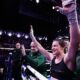 Katie Taylor celebrates after her win
